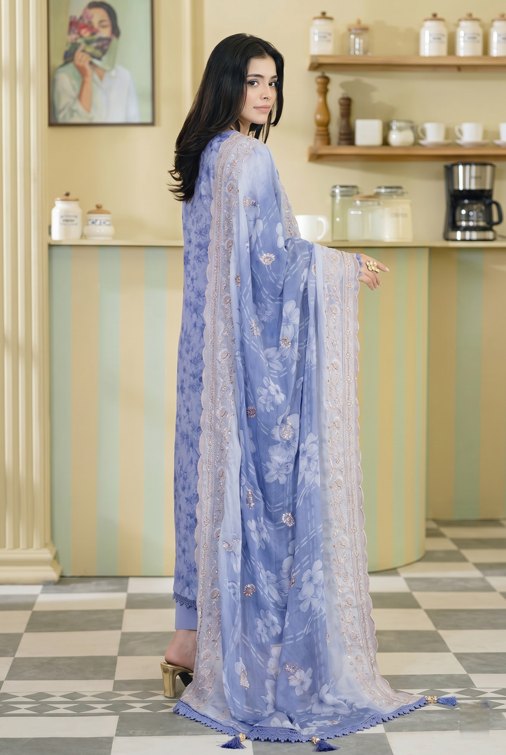 Lala Zar By Johra Unstitch Embroidered-3PC-Lawn-Sky Blue