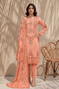 Jasmine by Breeza Fashion - 3PC Unstitched Embroidered Lawn Suit (Peach)