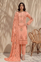 Jasmine by Breeza Fashion - 3PC Unstitched Embroidered Lawn Suit (Peach)