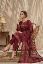 Kiran by Breeza Fashion - 3PC Unstitched Embroidered Lawn Suit (Red)