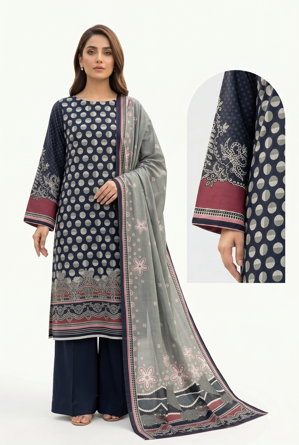 Keyseria By Jaffrani-3PC Unstitch Lawn Chapter-7 (Black)