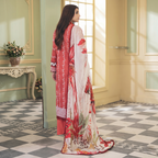 Dhagakari By Johra 3PC- Unstitch Embroidered Suit (Red)