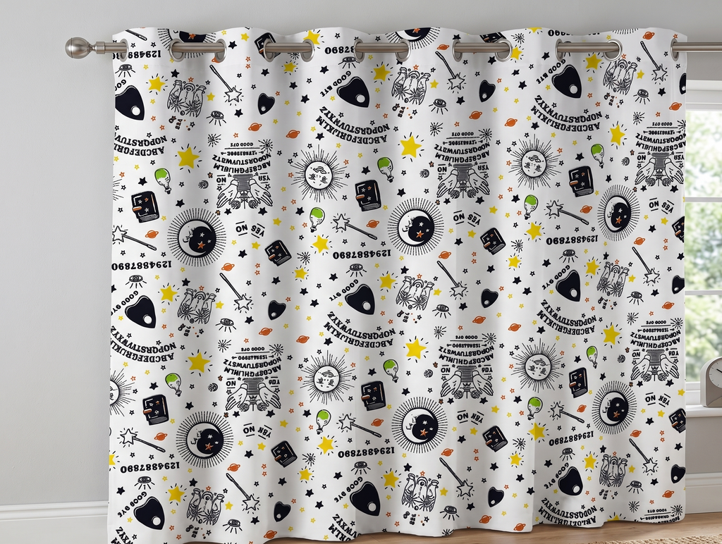 CURTAIN 10 RINGS HIGH & EXPORT QUALITY (White & Black)
