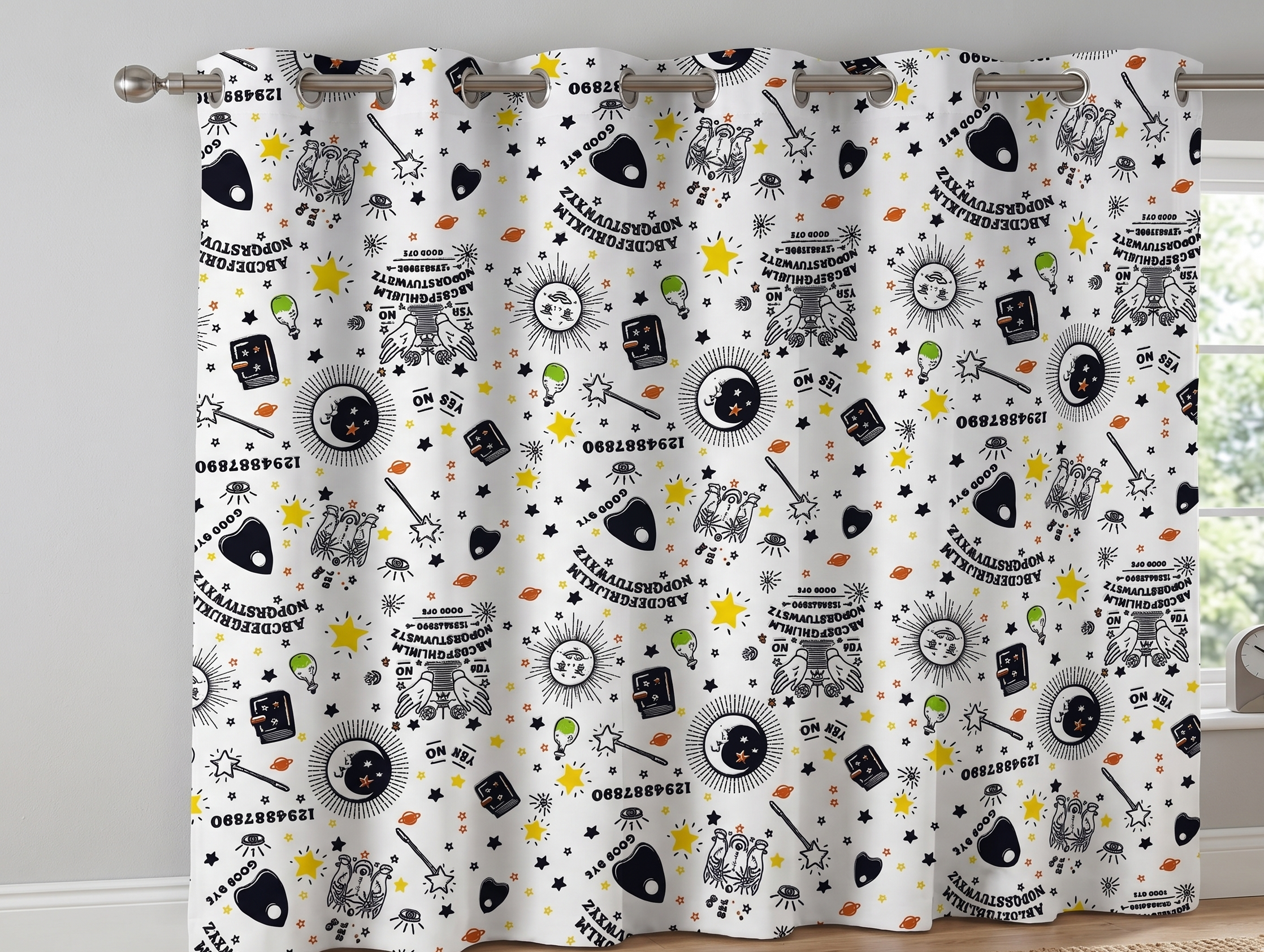 CURTAIN 10 RINGS HIGH & EXPORT QUALITY (White & Black)