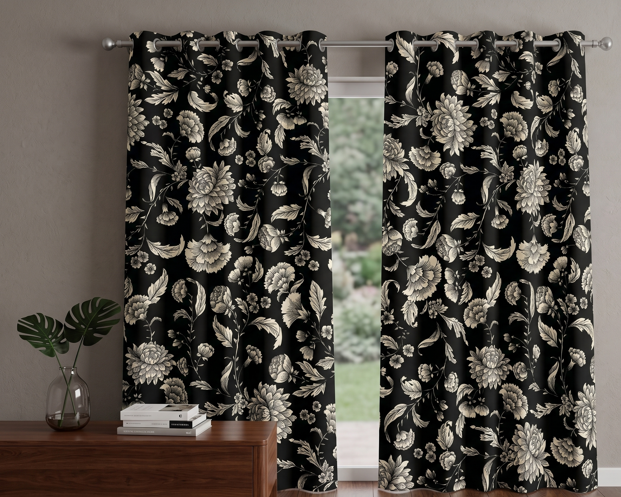 CURTAIN 10 RINGS HIGH & EXPORT QUALITY (Black)