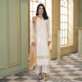 Dhagakari By Johra 3PC- Unstitch Embroidered Suit (Off White)