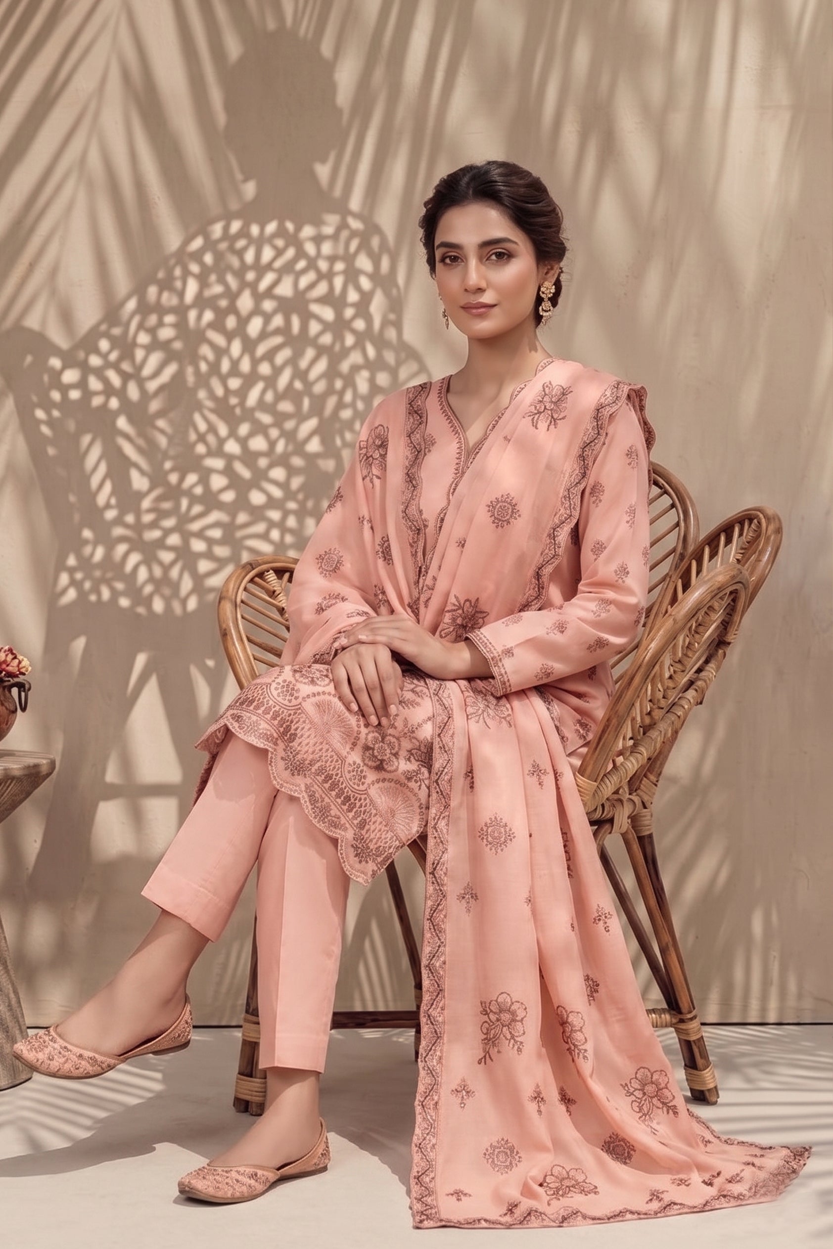 Halima by Breeza Fashion - 3PC Unstitched Embroidered Lawn Suit (Light Pink)