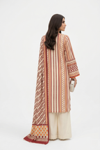 Keyseria By Jaffrani-3PC Unstitch Lawn Chapter-7 (Orange&Cream)