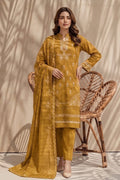 Kinza by Breeza Fashion - 3PC Unstitched Embroidered Lawn Suit (Mustard)