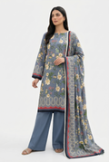 Keyseria By Jaffrani-3PC Unstitch Lawn Chapter-7 (Gray)