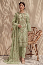 Jasmine by Breeza Fashion - 3PC Unstitched Embroidered Lawn Suit (Pista)