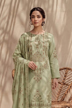 Jasmine by Breeza Fashion - 3PC Unstitched Embroidered Lawn Suit (Pista)
