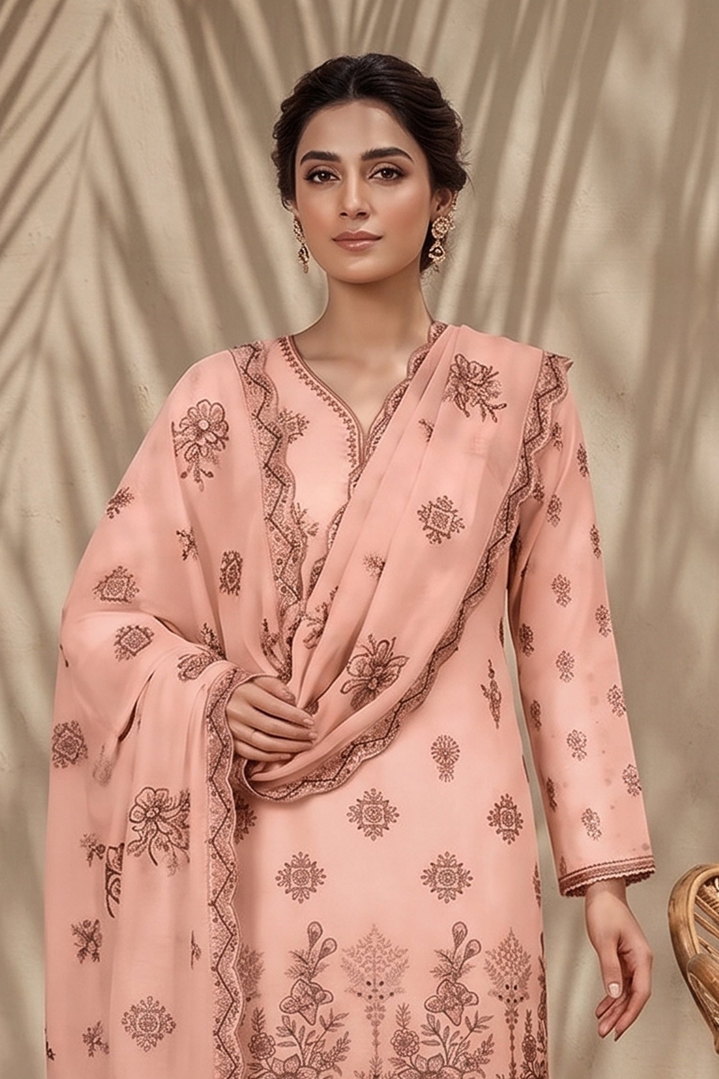 Halima by Breeza Fashion - 3PC Unstitched Embroidered Lawn Suit (Light Pink)