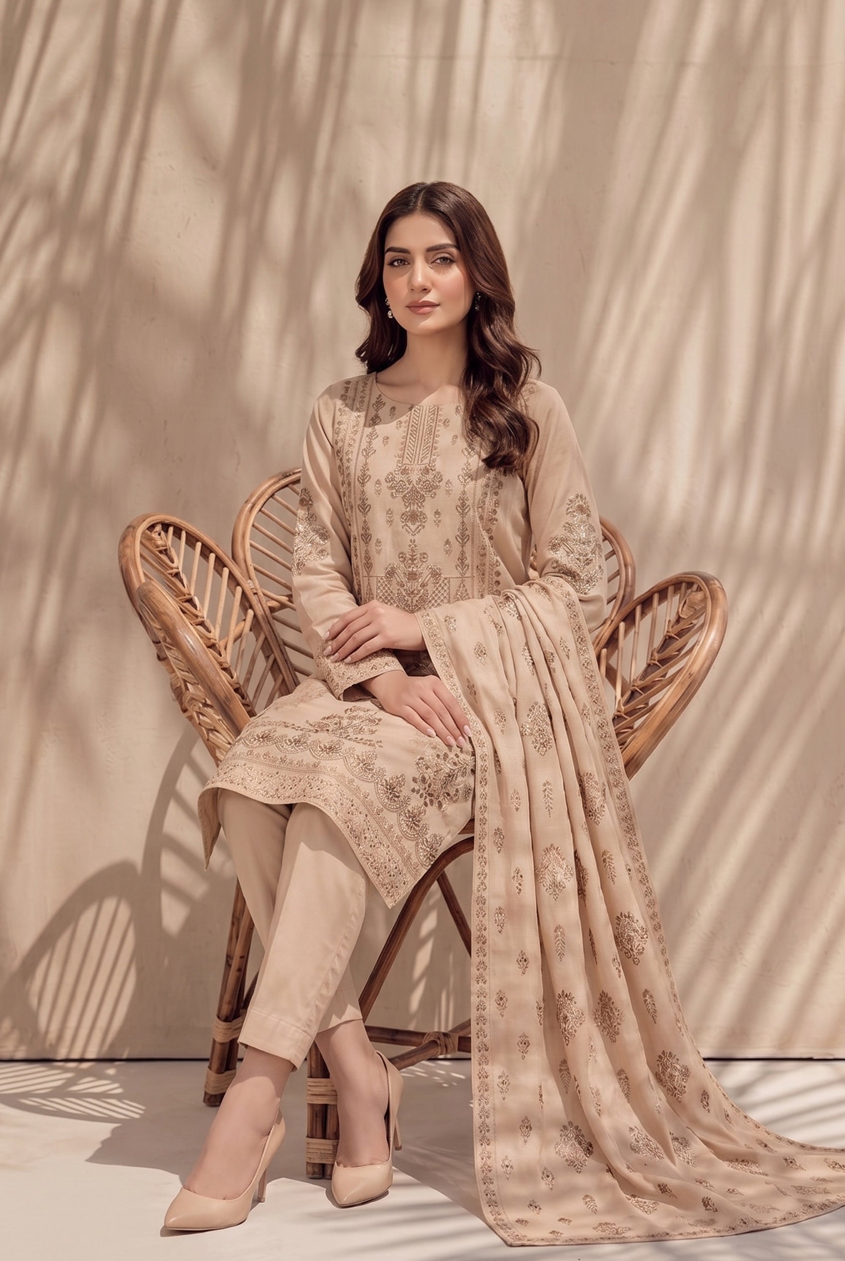 Jasmine by Breeza Fashion - 3PC Unstitched Embroidered Lawn Suit (Luxor Gold)