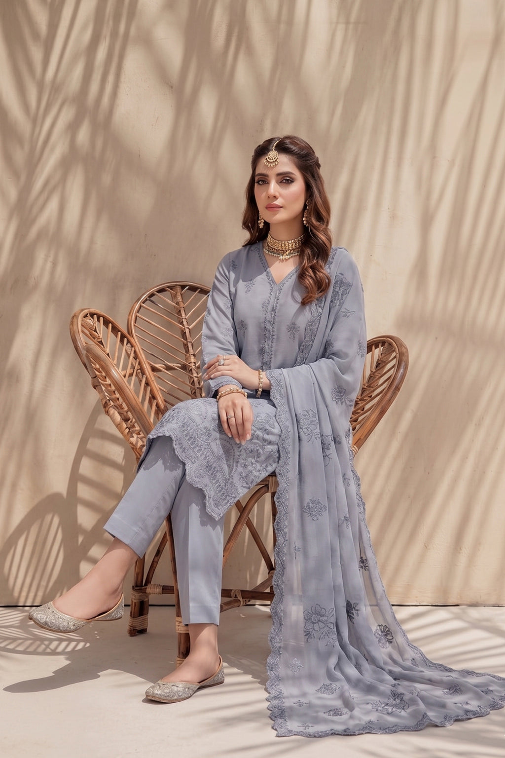 Halima by Breeza Fashion - 3PC Unstitched Embroidered Lawn Suit (Gray)