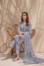 Halima by Breeza Fashion - 3PC Unstitched Embroidered Lawn Suit (Gray)