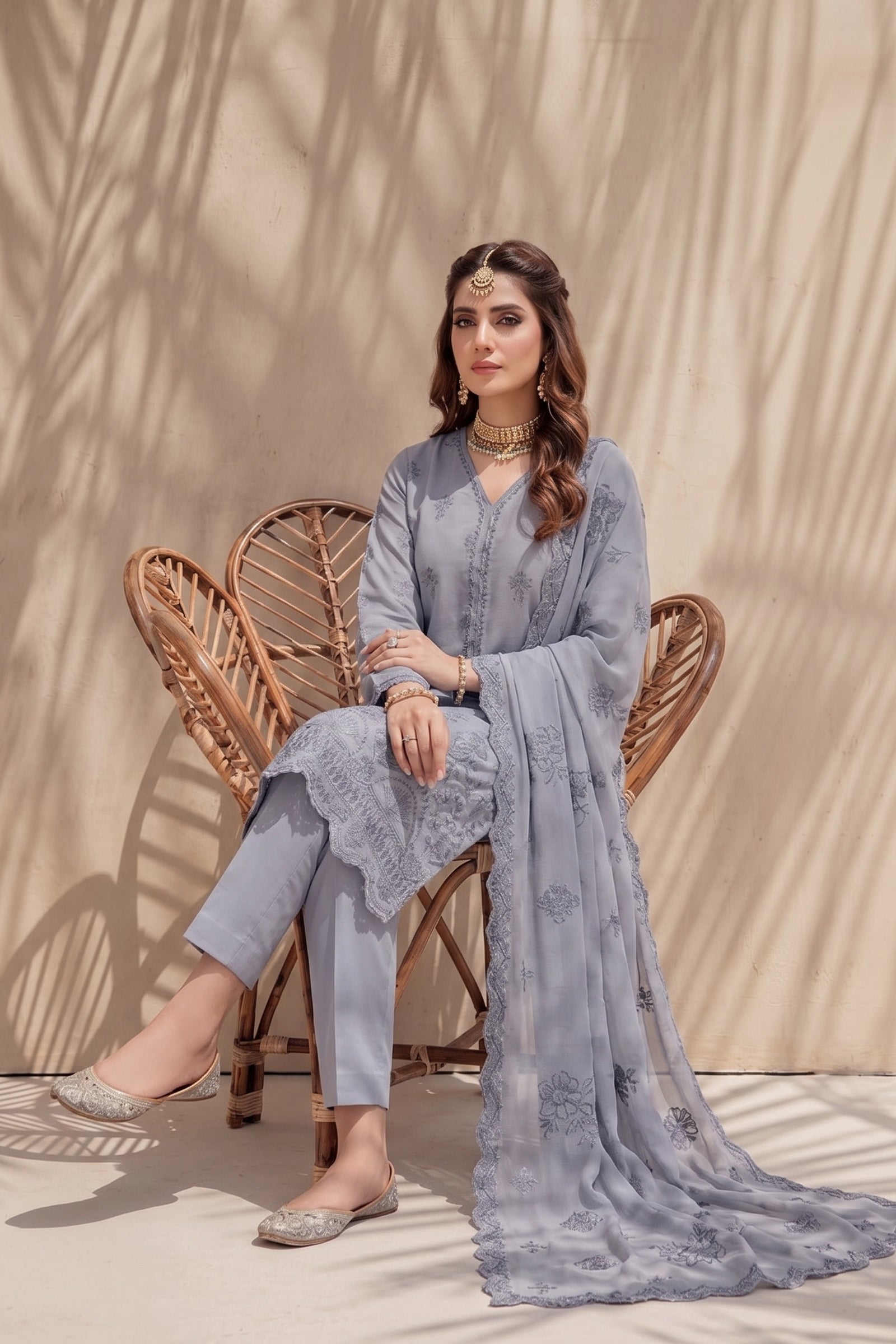 Halima by Breeza Fashion - 3PC Unstitched Embroidered Lawn Suit (Gray)