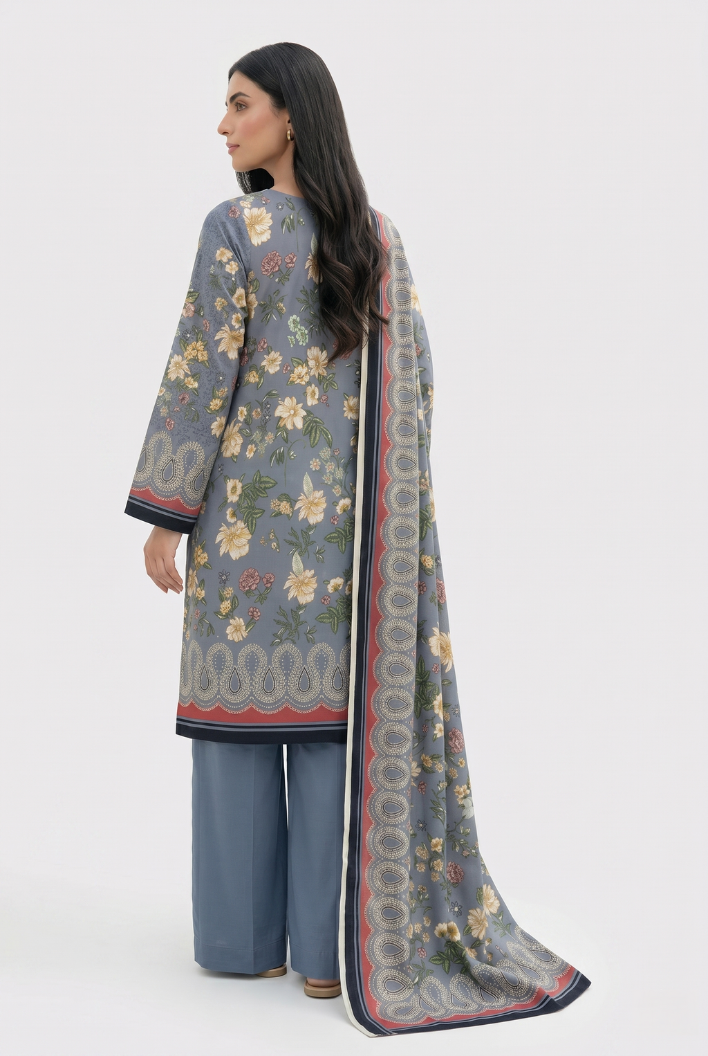 Keyseria By Jaffrani-3PC Unstitch Lawn Chapter-7 (Gray)