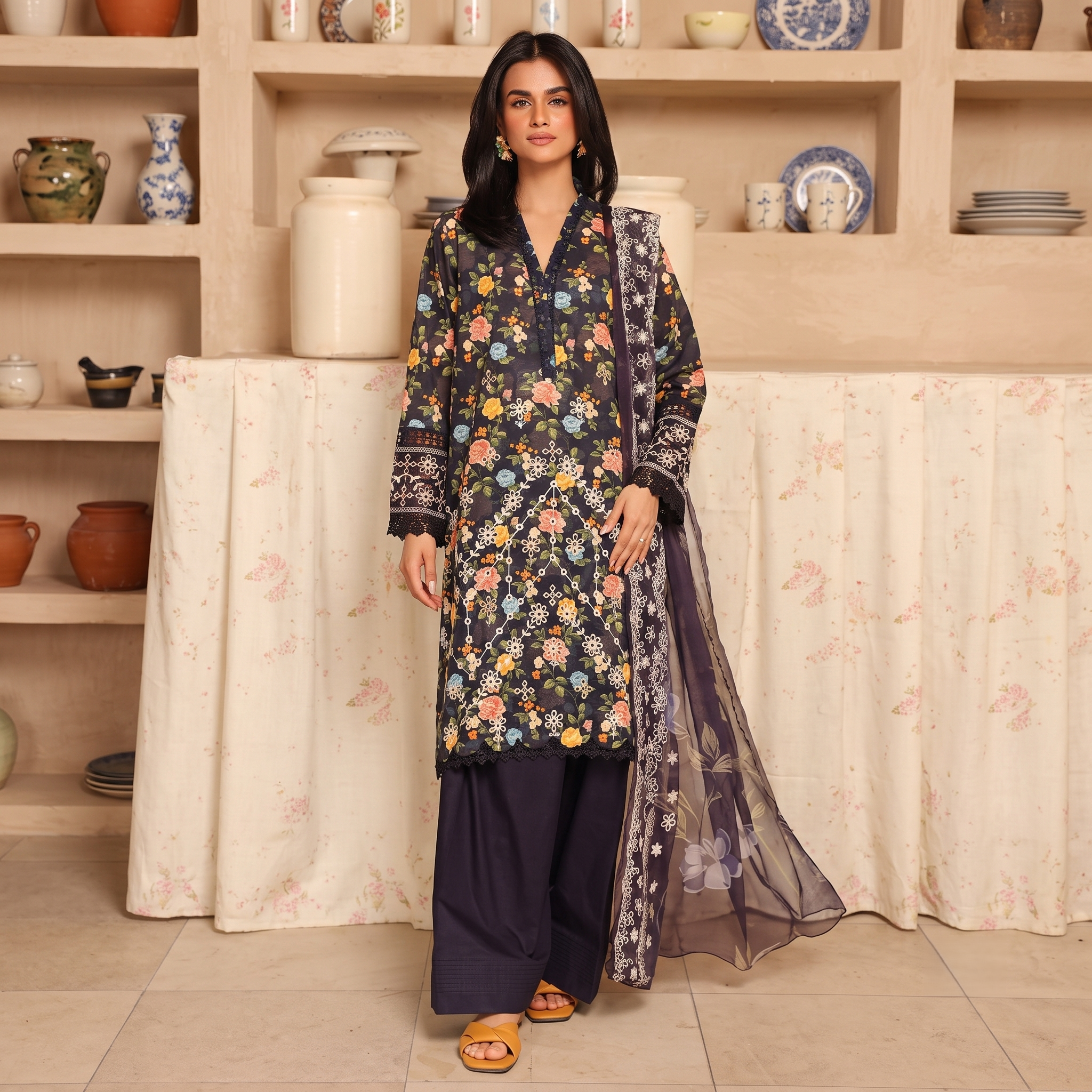 Aleeha by Johra  – Embroidered Chickenkari 3-Piece Suit