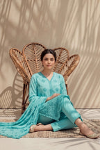 Halima by Breeza Fashion - 3PC Unstitched Embroidered Lawn Suit (Sky Green)