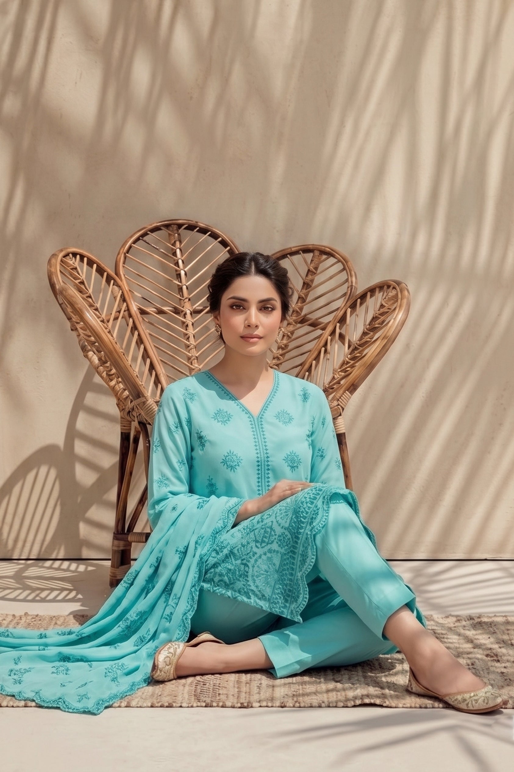 Halima by Breeza Fashion - 3PC Unstitched Embroidered Lawn Suit (Sky Green)