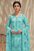 Halima by Breeza Fashion - 3PC Unstitched Embroidered Lawn Suit (Sky Green)