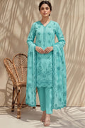 Halima by Breeza Fashion - 3PC Unstitched Embroidered Lawn Suit (Sky Green)