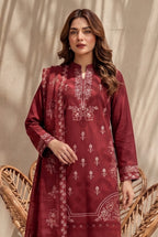 Kinza by Breeza Fashion - 3PC Unstitched Embroidered Lawn Suit (Maroon)