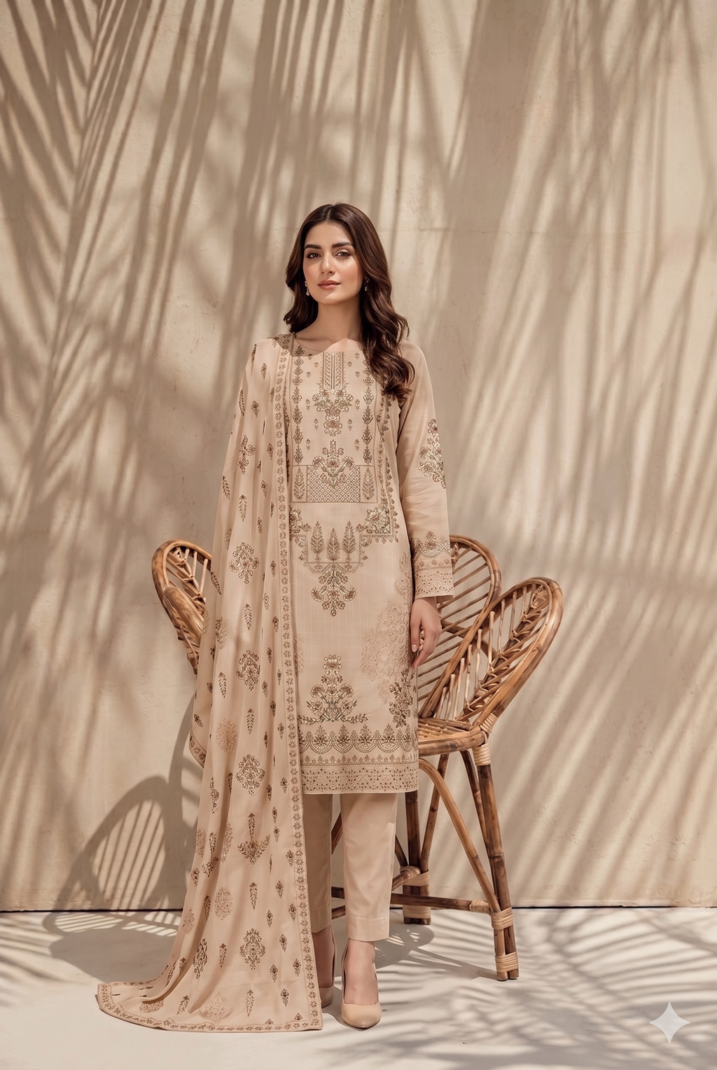 Jasmine by Breeza Fashion - 3PC Unstitched Embroidered Lawn Suit (Luxor Gold)