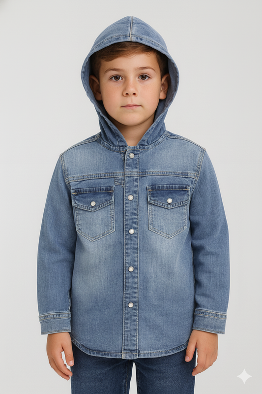 Boys’ 2 Pocket Denim Hoodie Jacket