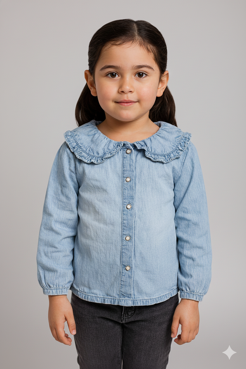 Girls’ Light Blue Denim Blouse