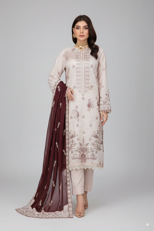 Ain Alif – Unstitched 3PC Embroidered Lawn (Vol-313)