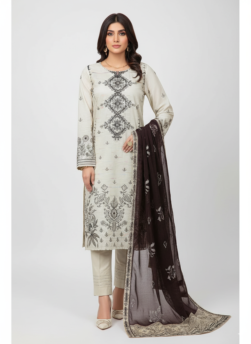 Ain Alif – Unstitched 3PC Embroidered Lawn (Vol-313)