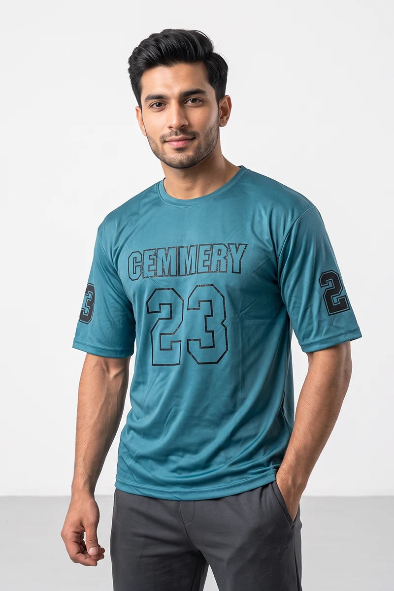 Fashion - Cemmery 23 Men’s Dry Fit Varsity T-Shirt (Teal)
