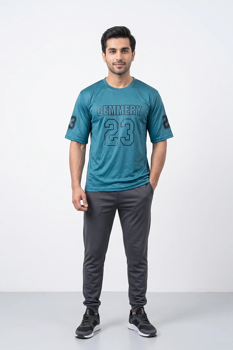 Fashion - Cemmery 23 Men’s Dry Fit Varsity T-Shirt (Teal)