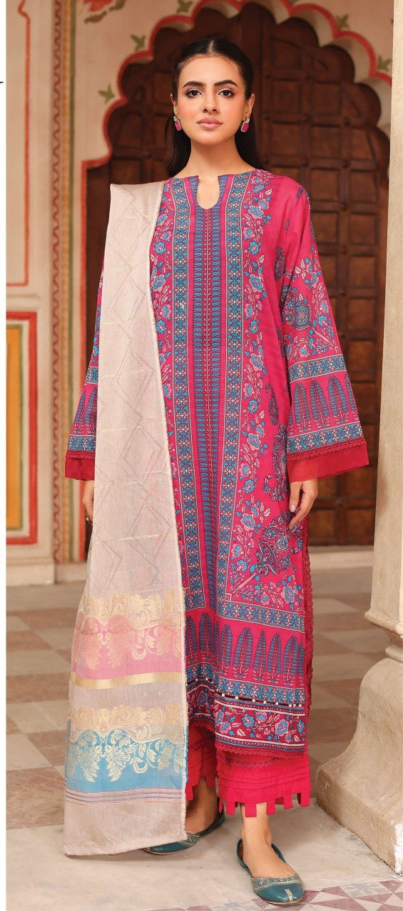 Johra Hoorain – JH-645 | Printed Bana Dora Lawn Suit with Jacquard Lawn Dupatta