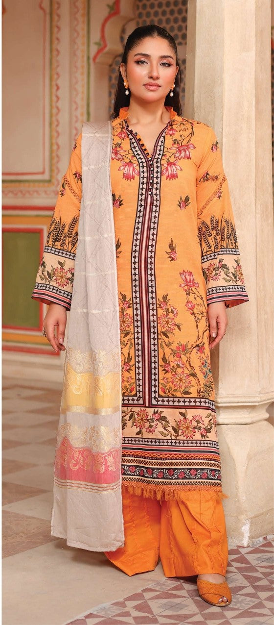 Johra Hoorain – JH-645 | Printed Bana Dora Lawn Suit with Jacquard Lawn Dupatta