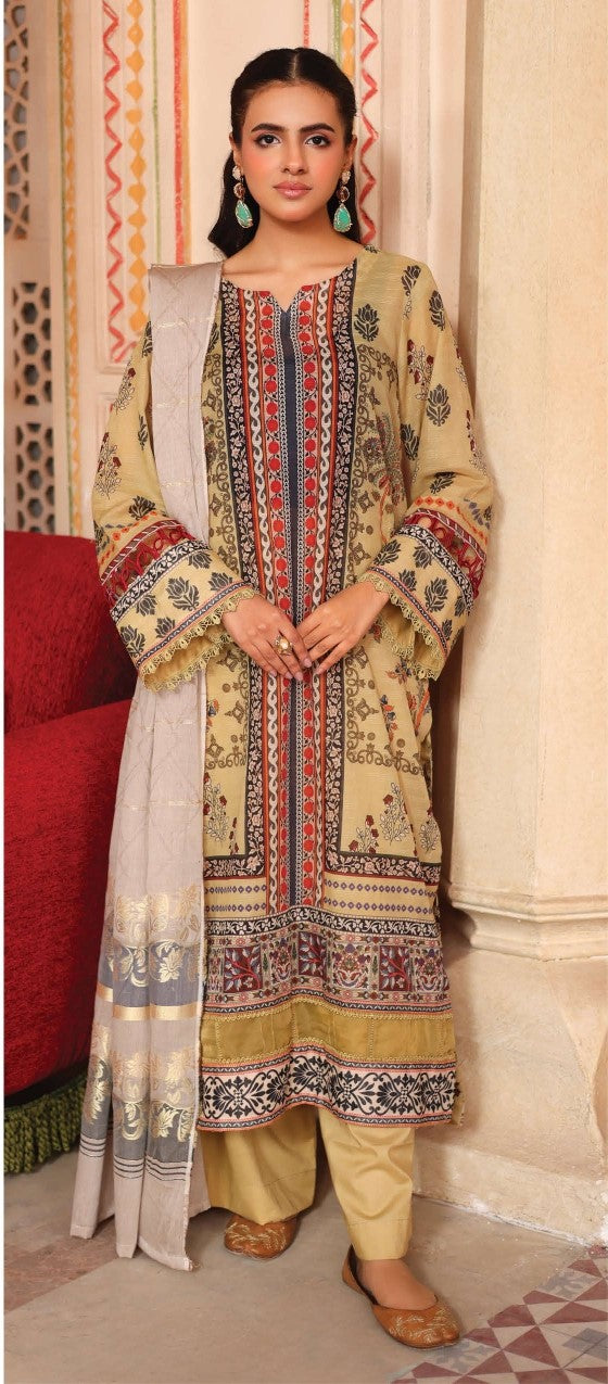 Johra Hoorain – JH-645 | Printed Bana Dora Lawn Suit with Jacquard Lawn Dupatta