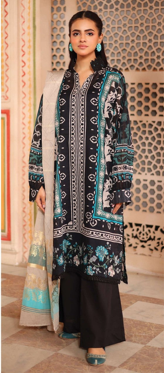 Johra Hoorain – JH-645 | Printed Bana Dora Lawn Suit with Jacquard Lawn Dupatta