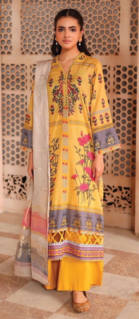 Johra Hoorain – JH-645 | Printed Bana Dora Lawn Suit with Jacquard Lawn Dupatta