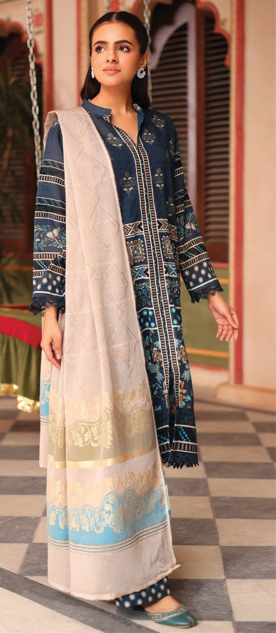 Johra Hoorain – JH-645 | Printed Bana Dora Lawn Suit with Jacquard Lawn Dupatta