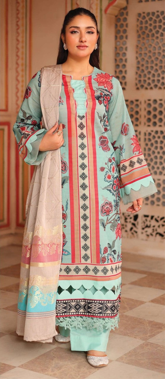 Johra Hoorain – JH-645 | Printed Bana Dora Lawn Suit with Jacquard Lawn Dupatta