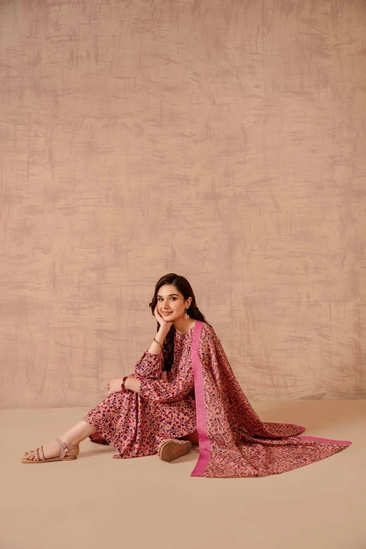 Nishat Unstitch 3PC Printed Lawn (dusty rose)