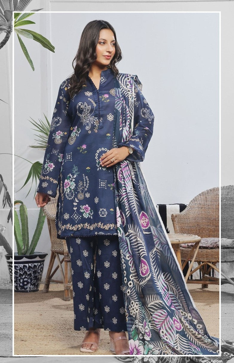MJ IZHAN – POP CORD SET | 3-Piece Digital Printed Lawn Suit