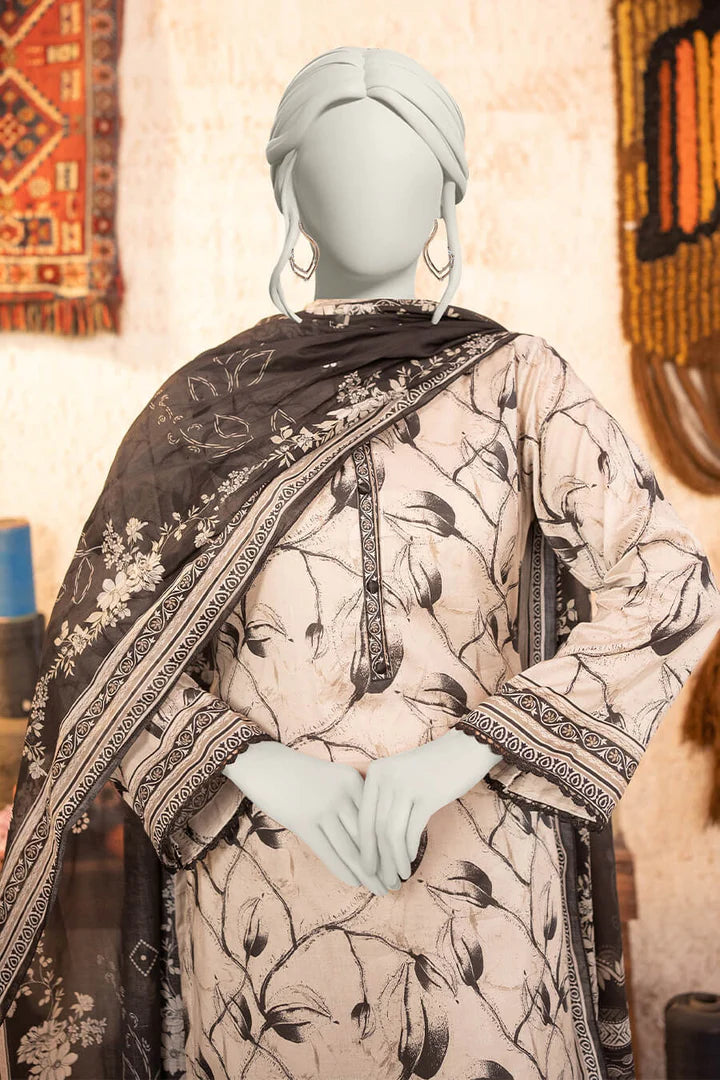 Almeerah Estiva – Premium Digital Three Piece Suit (Cream rust)