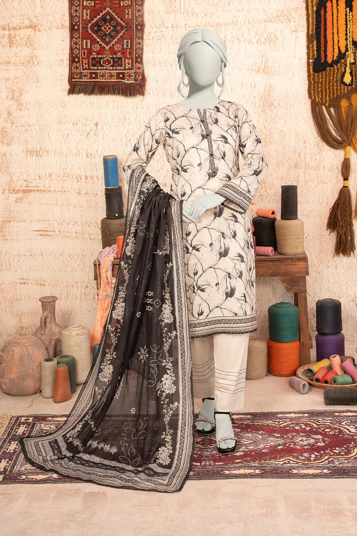 Almeerah Estiva – Premium Digital Three Piece Suit (Cream rust)