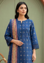 Keyseria By Jaffrani-3PC Unstitch Lawn (Blue)