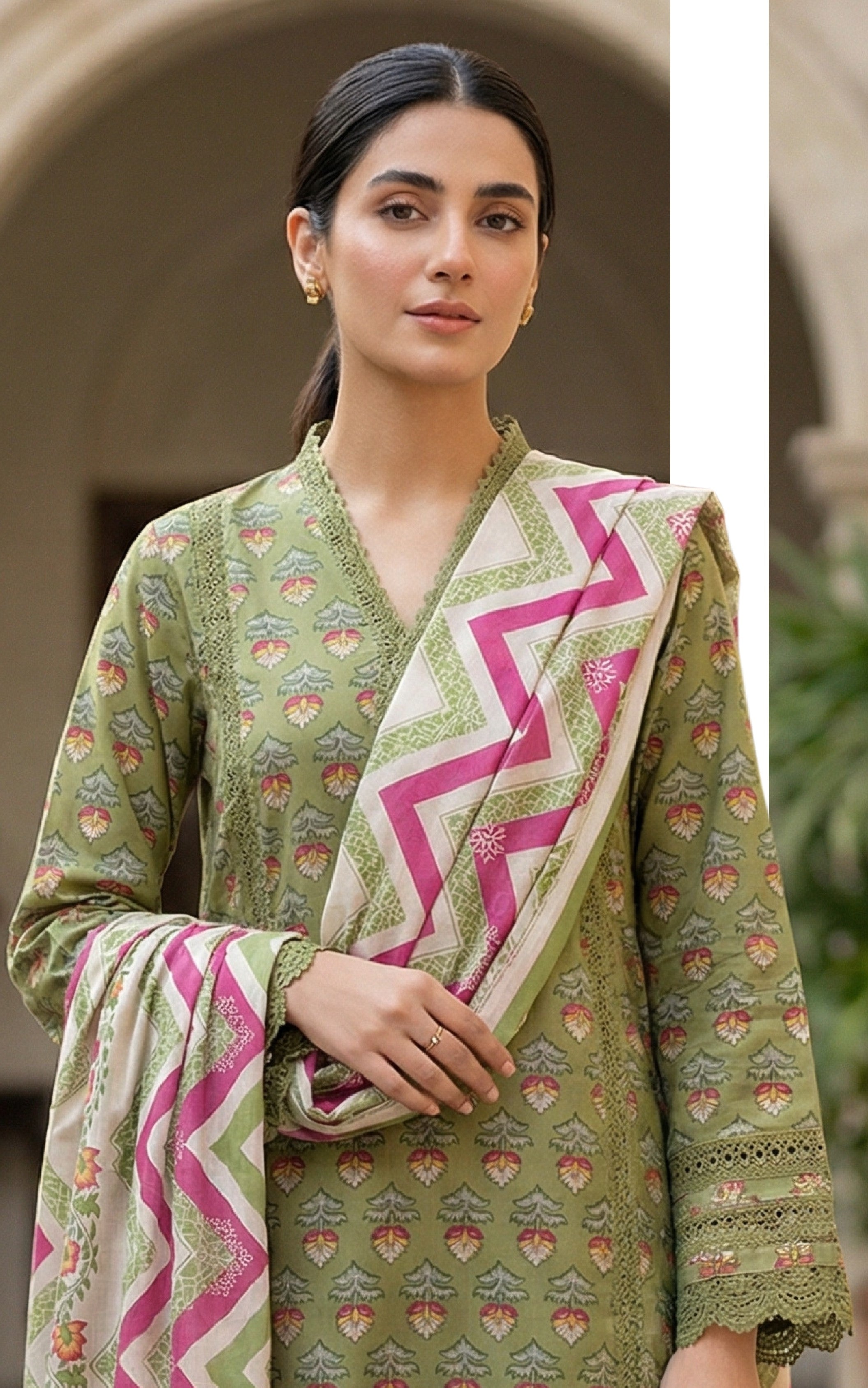 Keyseria By Jaffrani-3PC Unstitch Lawn (Sea green)