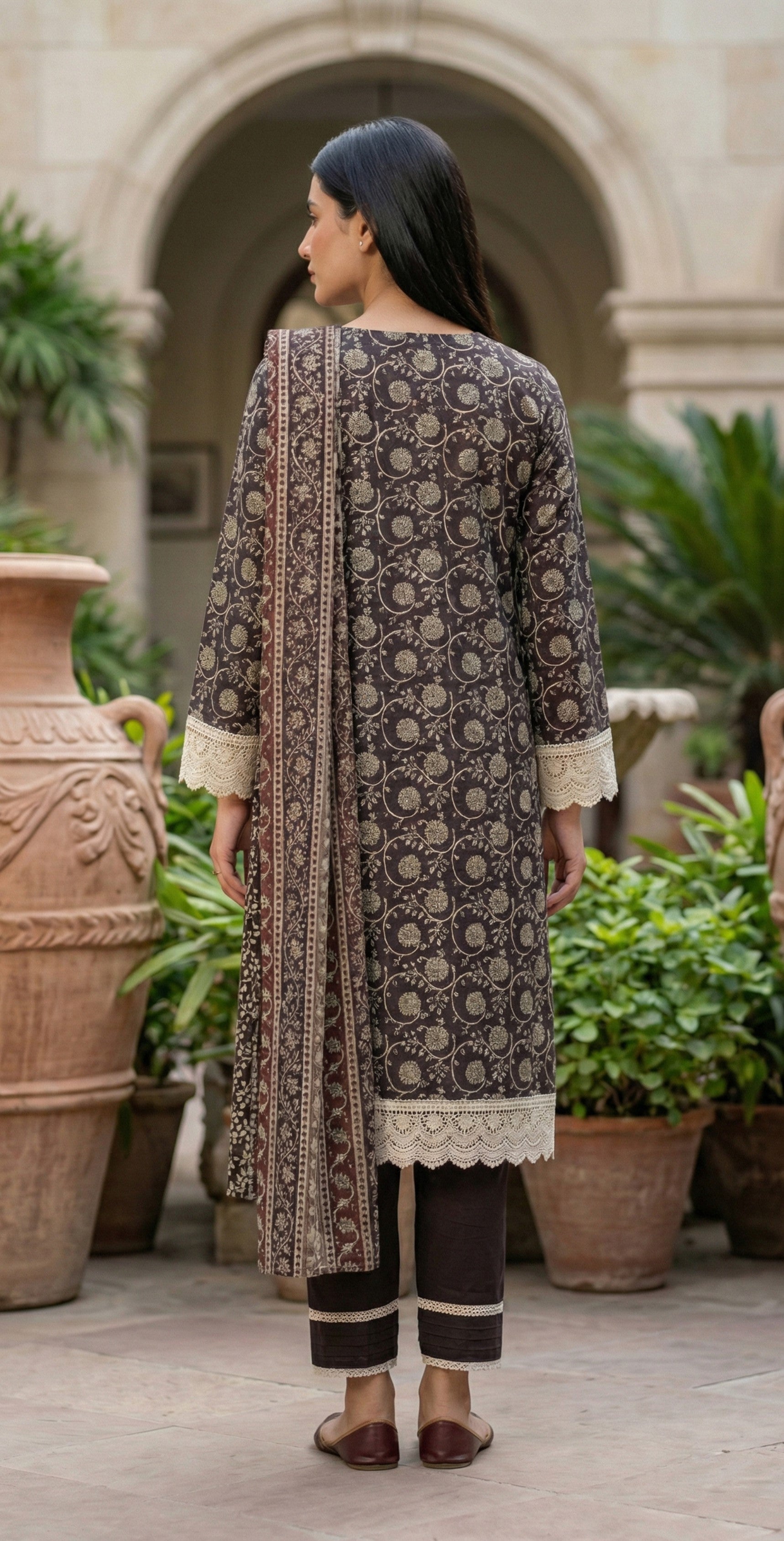 Keyseria By Jaffrani-3PC Unstitch Lawn (Blackcurrant)