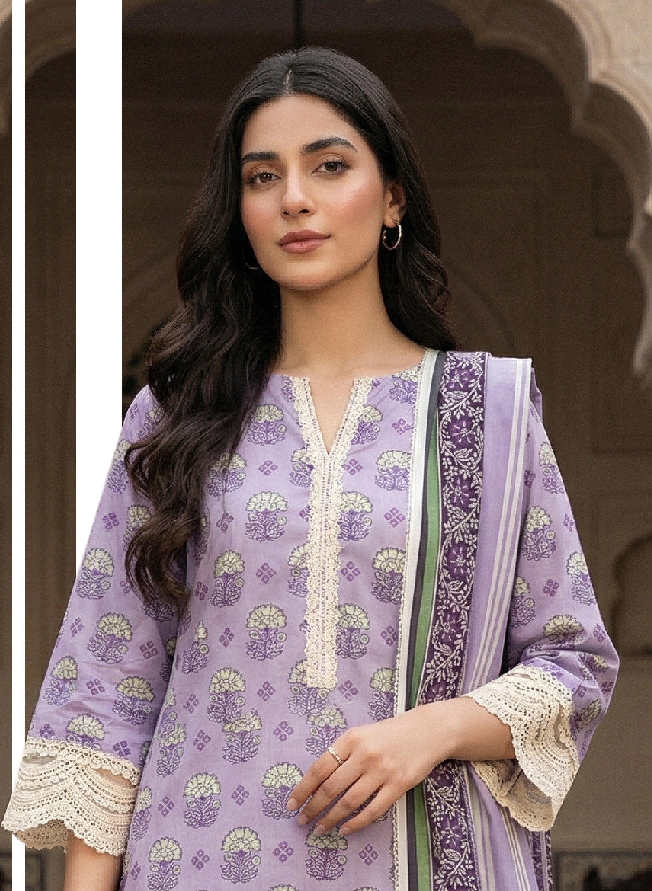 Keyseria By Jaffrani-3PC Unstitch Lawn (light purple)